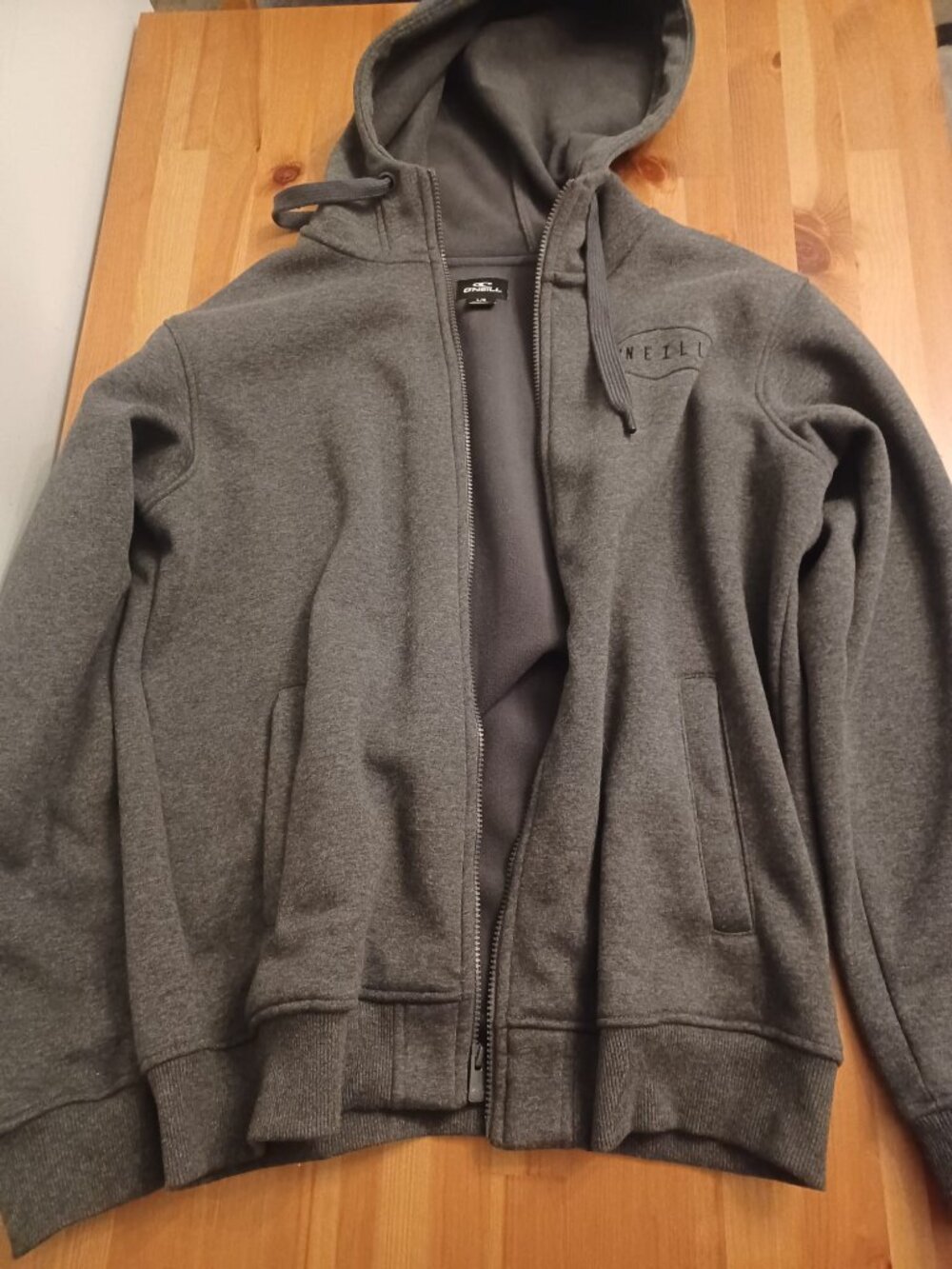 O'Neill Men's Charcoal Grey Heather Full Zip Fleece Lined Hoodie Size Large